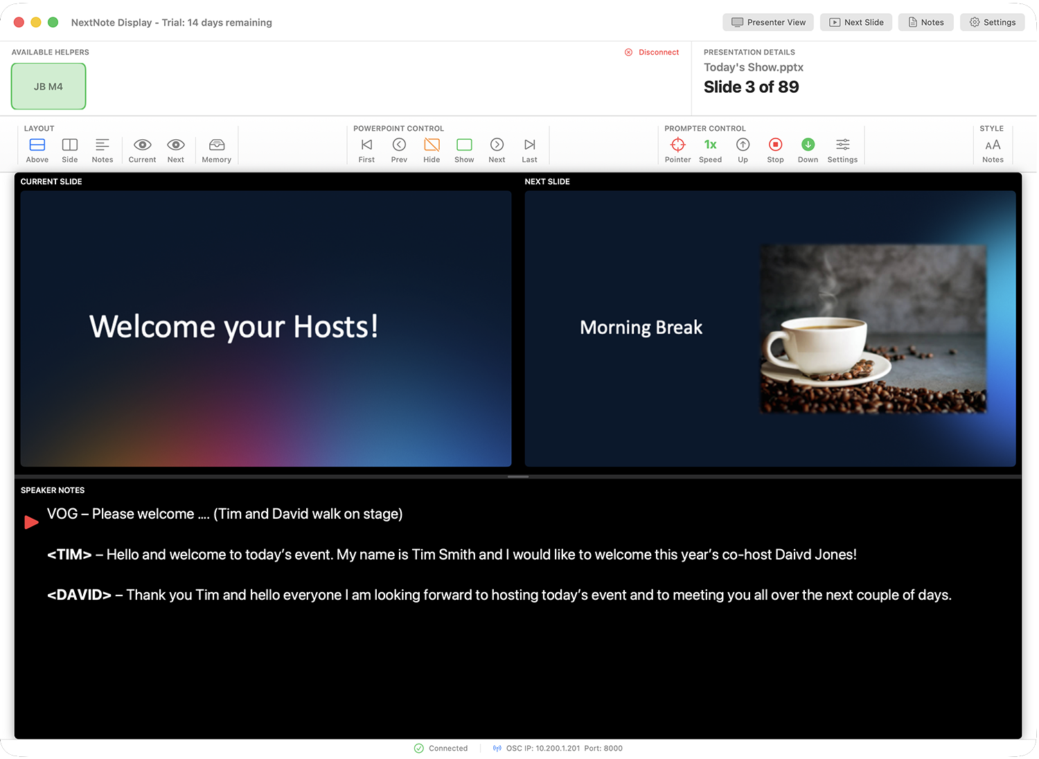 NextNote operator interface